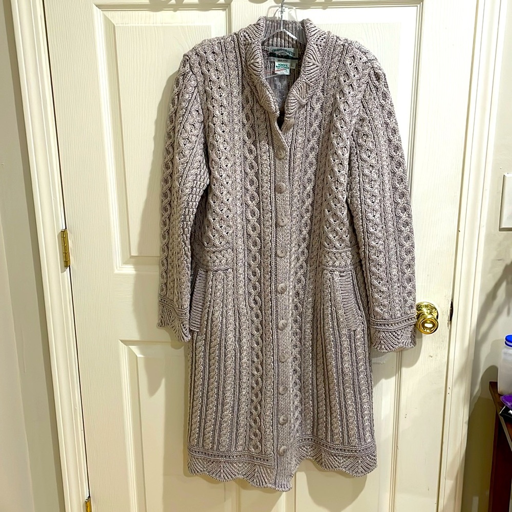 Aran Crafts 100% Merino Wool Sweater Coat NWOT Made in Ireland!